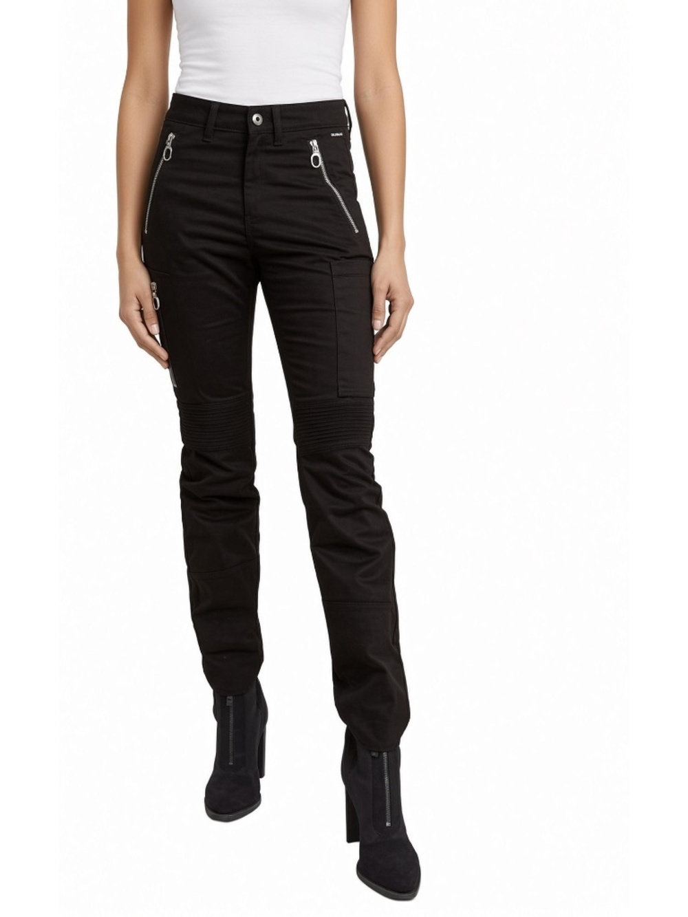 G-Star RAW Ultra High Rise Biker Cargo Pants Black W30 US10 NWT
